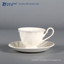 200ml Pure White Logo Personnalisation Plain White Tasses à thé en porcelaine, tasse de thé en vrac et ensemble de soucoupe